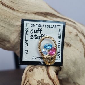 Gold Jewelry with Blue and Pink Stones